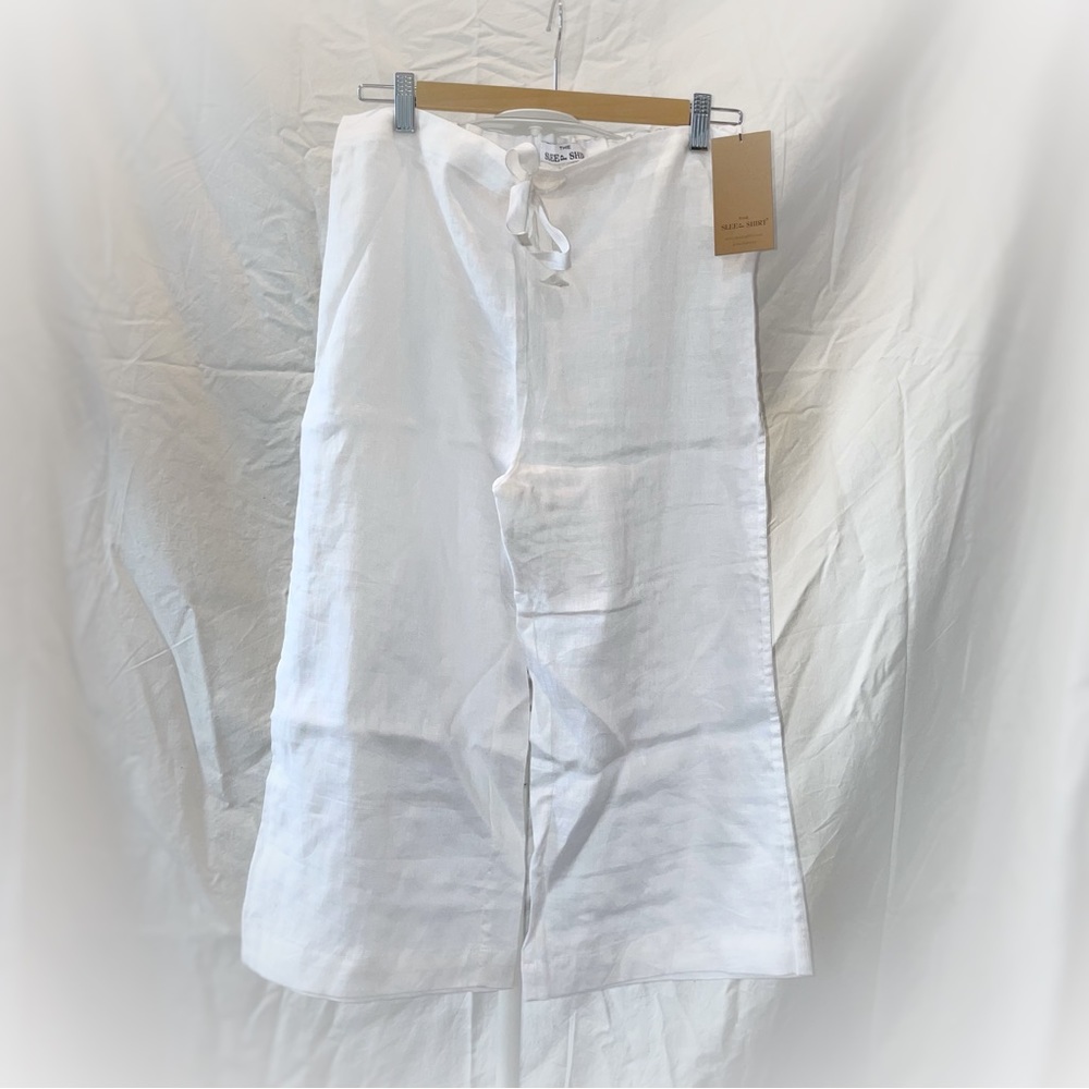 🇨🇦THE SLEEP SHIRT white linen capris size S